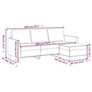 vidaXL 3 személyes krémszínű műbőr kanapé lábtartóval 180 cm