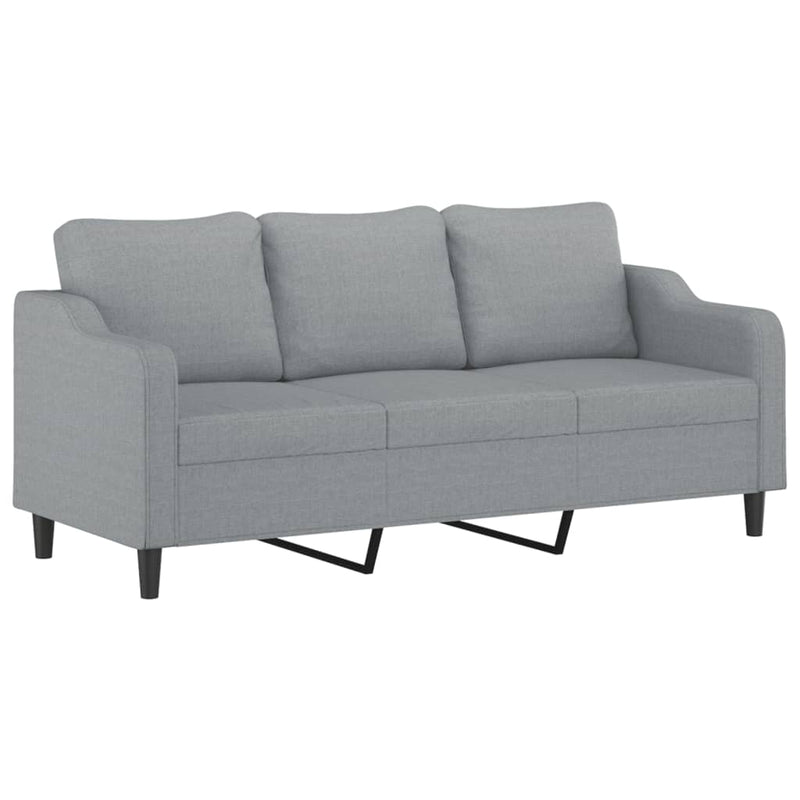 vidaXL 3 személyes világosszürke szövet kanapé lábtartóval 180 cm