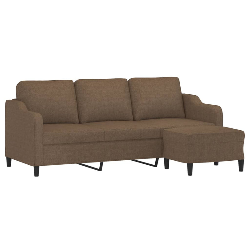 vidaXL 3 személyes barna szövet kanapé lábtartóval 180 cm