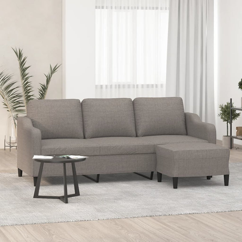 vidaXL 3 személyes tópszínű szövet kanapé lábtartóval 180 cm