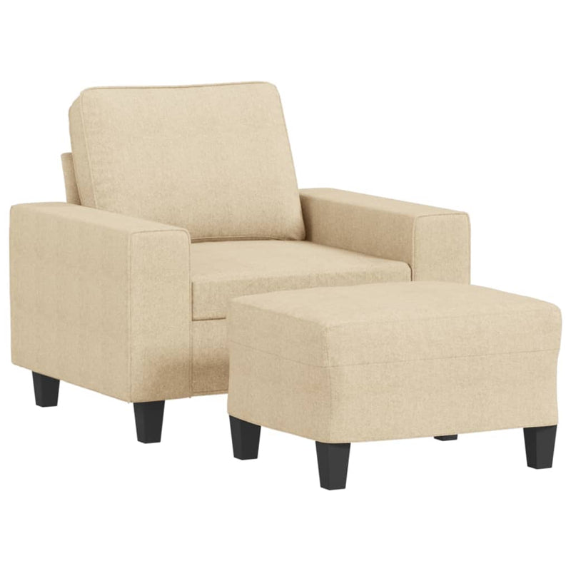 vidaXL krémszínű szövet kanapéfotel lábtartóval 60 cm