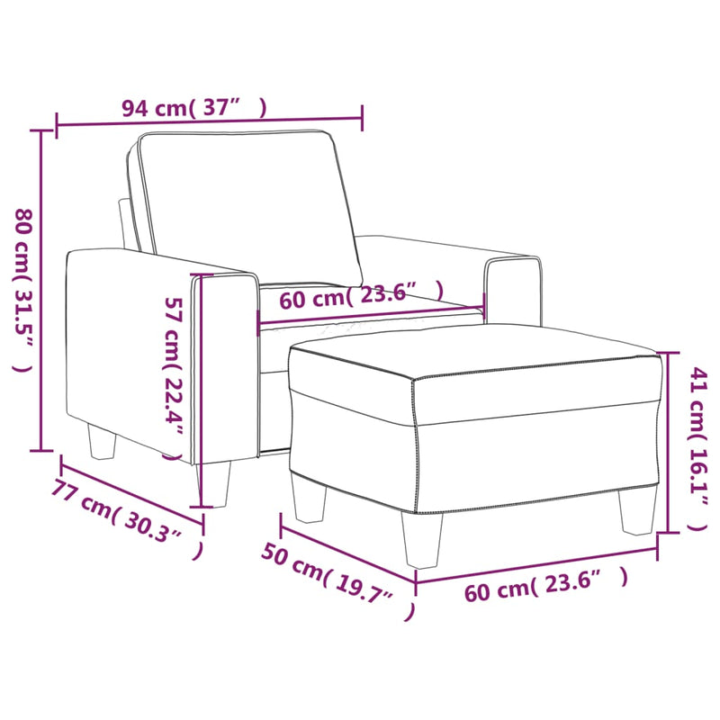 vidaXL világossárga szövet kanapéfotel lábtartóval 60 cm