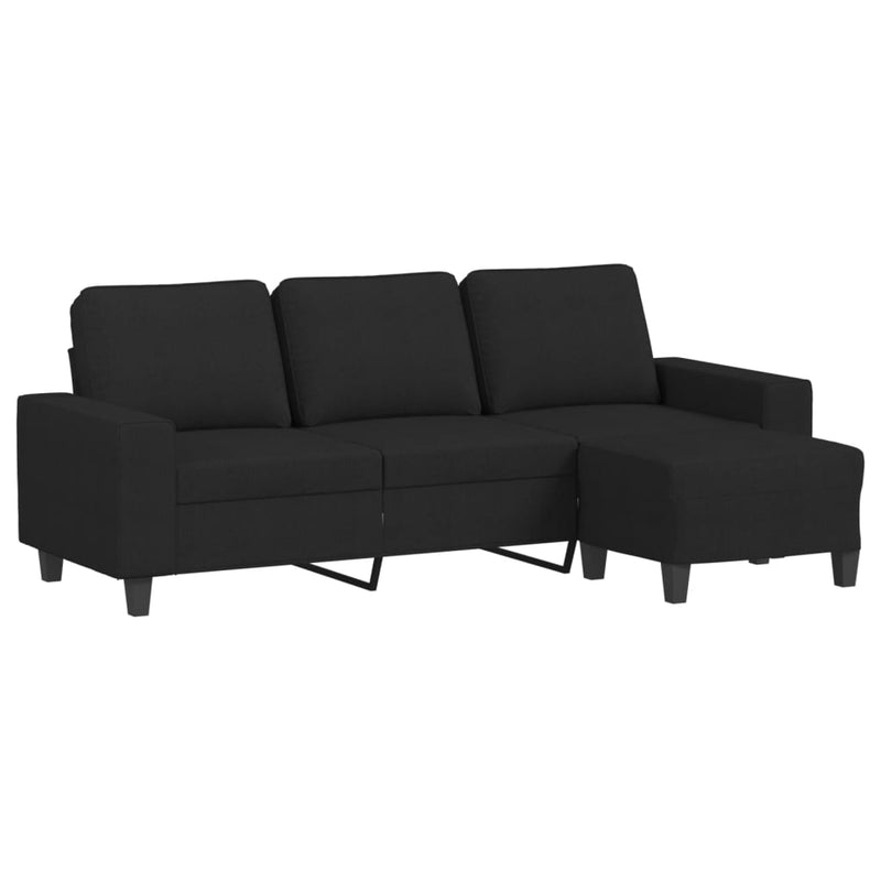 vidaXL 3 személyes fekete szövet kanapé lábtartóval 180 cm