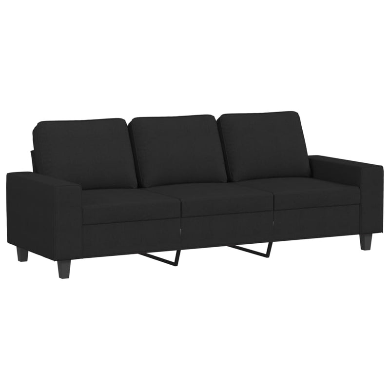 vidaXL 3 személyes fekete szövet kanapé lábtartóval 180 cm