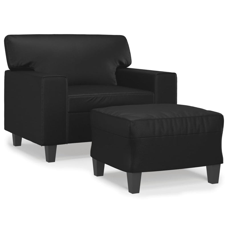 vidaXL fekete műbőr kanapéfotel lábtartóval 60 cm