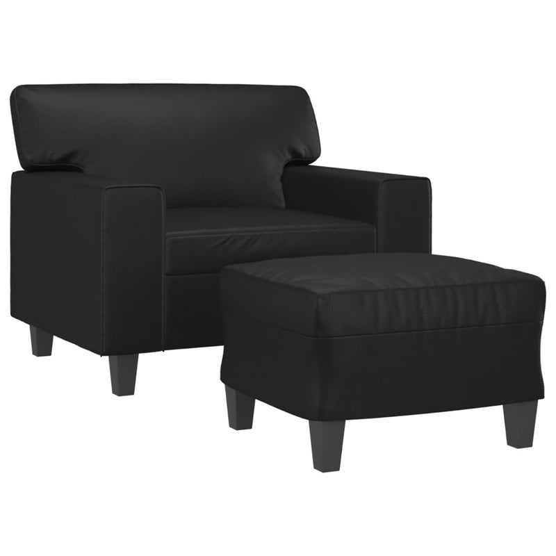 vidaXL fekete műbőr kanapéfotel lábtartóval 60 cm