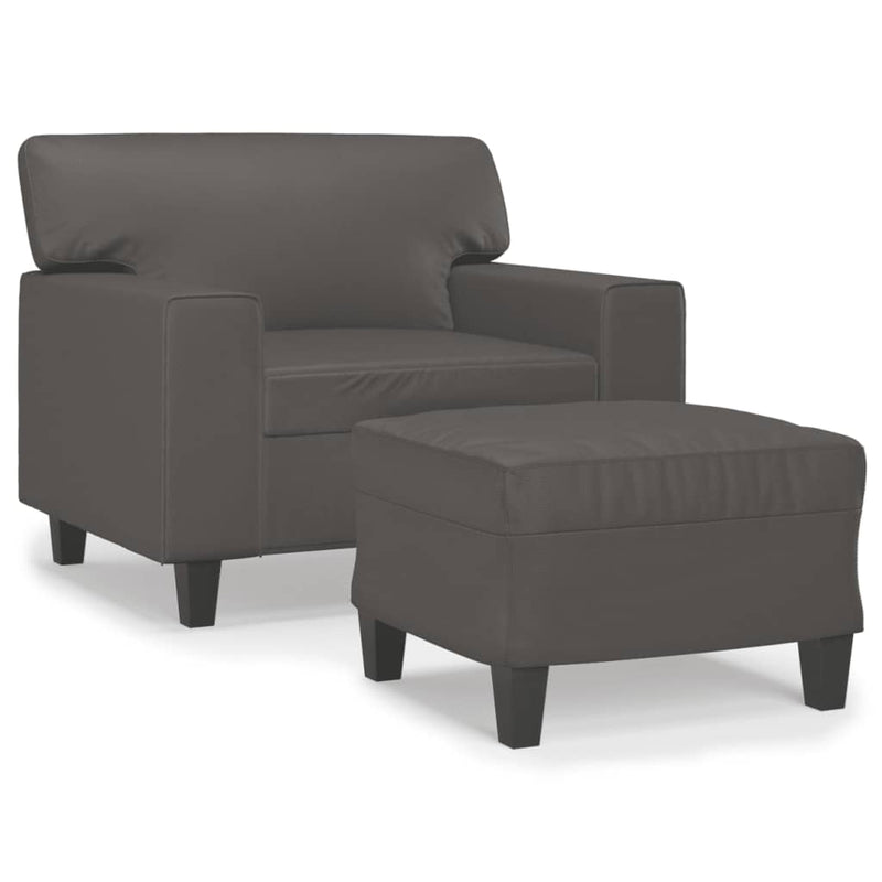vidaXL szürke műbőr kanapéfotel lábtartóval 60 cm