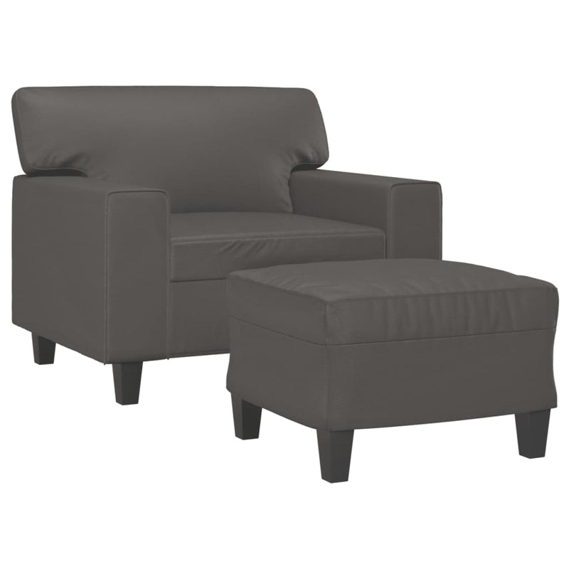 vidaXL szürke műbőr kanapéfotel lábtartóval 60 cm
