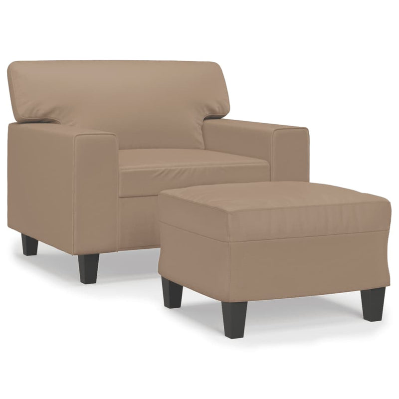 vidaXL kávészínű műbőr kanapéfotel lábtartóval 60 cm