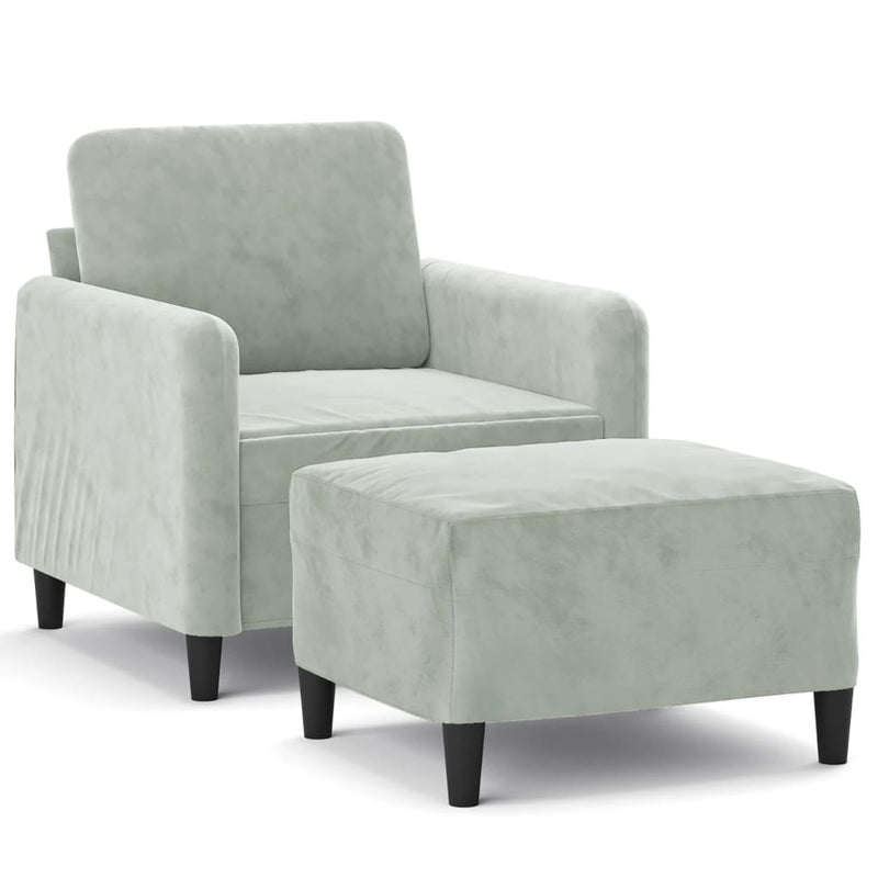 vidaXL világosszürke bársony kanapéfotel lábtartóval 60 cm