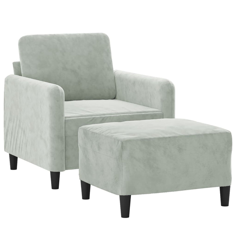 vidaXL világosszürke bársony kanapéfotel lábtartóval 60 cm