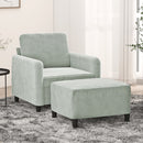 vidaXL világosszürke bársony kanapéfotel lábtartóval 60 cm