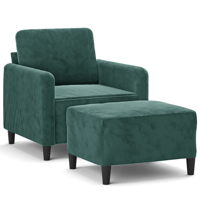 vidaXL sötétzöld bársony kanapéfotel lábtartóval 60 cm