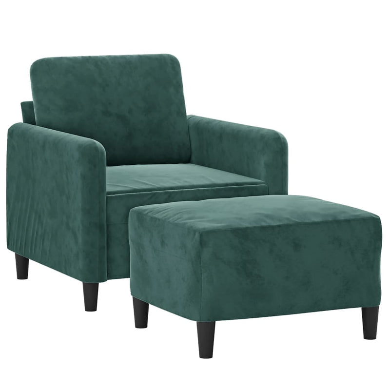vidaXL sötétzöld bársony kanapéfotel lábtartóval 60 cm