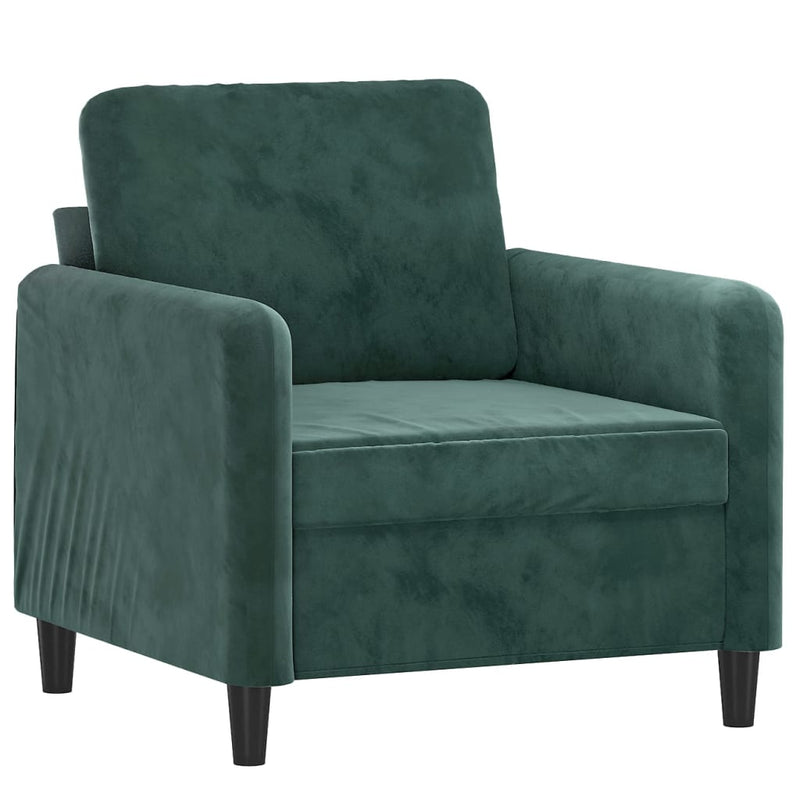 vidaXL sötétzöld bársony kanapéfotel lábtartóval 60 cm
