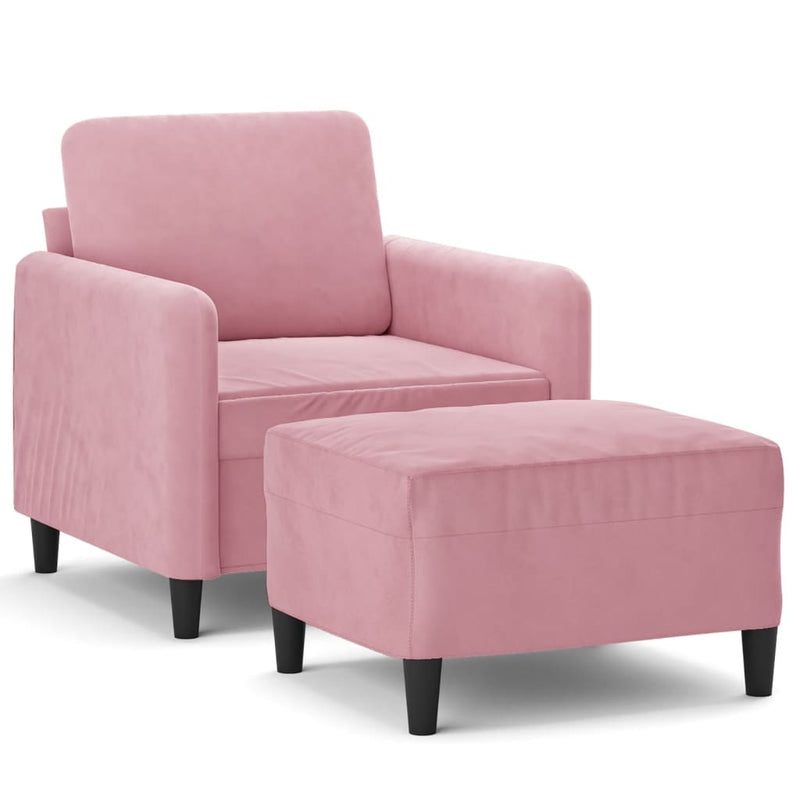 vidaXL rózsaszín bársony kanapéfotel lábtartóval 60 cm