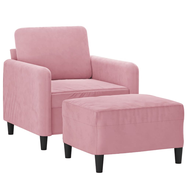 vidaXL rózsaszín bársony kanapéfotel lábtartóval 60 cm