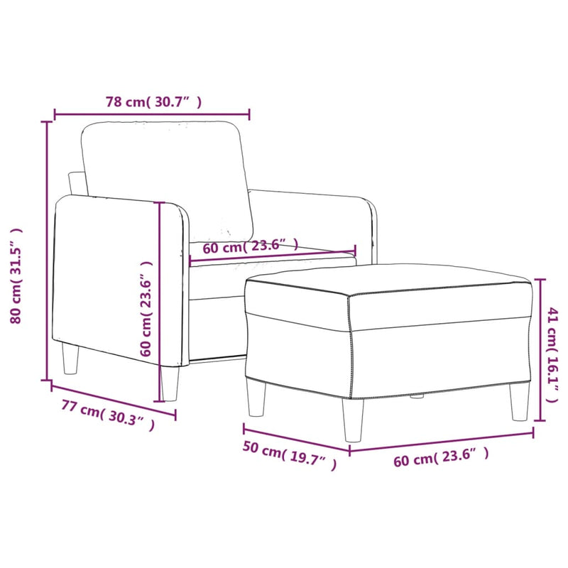 vidaXL rózsaszín bársony kanapéfotel lábtartóval 60 cm