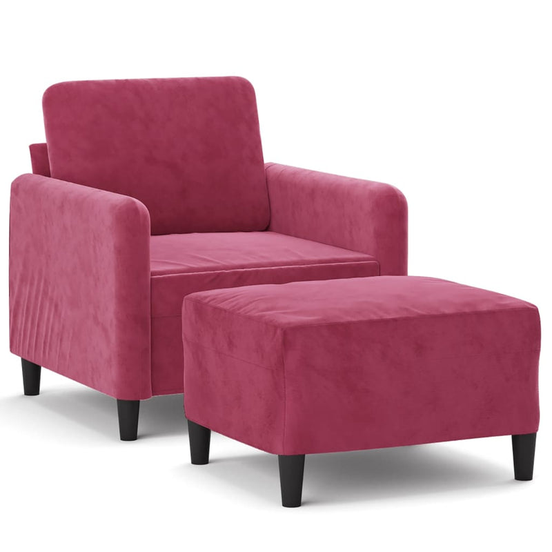 vidaXL bordó bársony kanapéfotel lábtartóval 60 cm