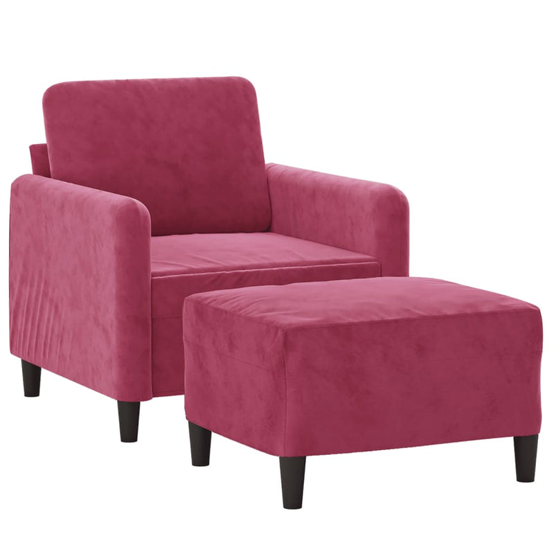vidaXL bordó bársony kanapéfotel lábtartóval 60 cm