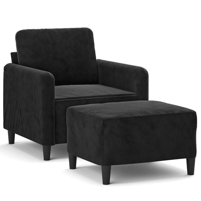 vidaXL fekete bársony kanapéfotel lábtartóval 60 cm