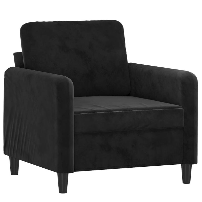 vidaXL fekete bársony kanapéfotel lábtartóval 60 cm