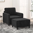 vidaXL fekete bársony kanapéfotel lábtartóval 60 cm
