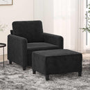 vidaXL fekete bársony kanapéfotel lábtartóval 60 cm
