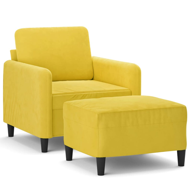 vidaXL sárga bársony kanapéfotel lábtartóval 60 cm