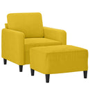 vidaXL sárga bársony kanapéfotel lábtartóval 60 cm