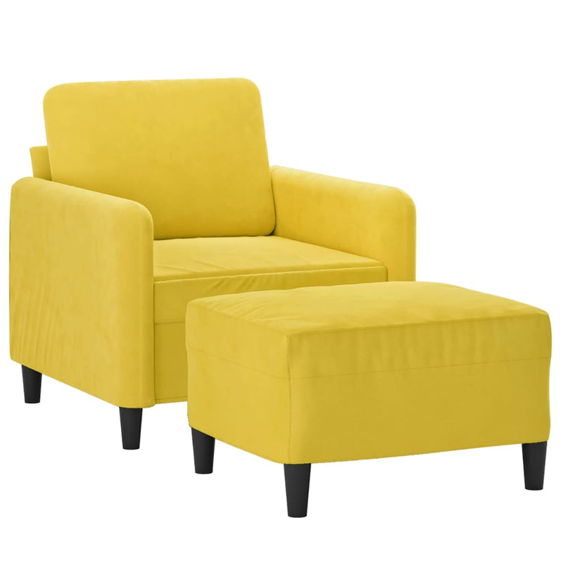 vidaXL sárga bársony kanapéfotel lábtartóval 60 cm