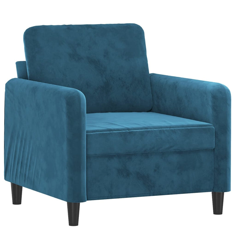 vidaXL kék bársony kanapéfotel lábtartóval 60 cm