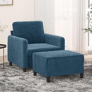 vidaXL kék bársony kanapéfotel lábtartóval 60 cm