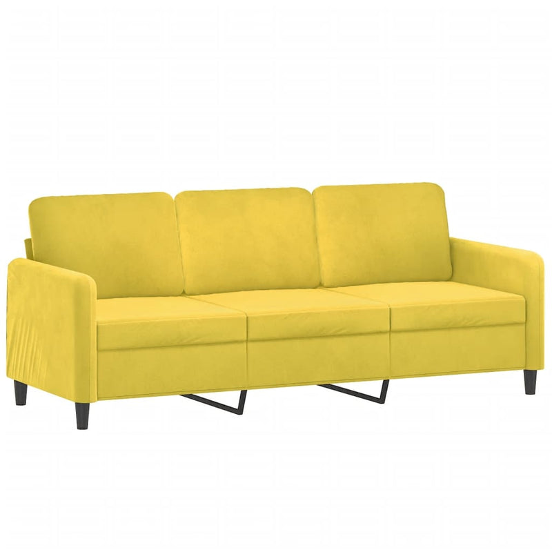 vidaXL 3 személyes sárga bársonykanapé lábtartóval 180 cm