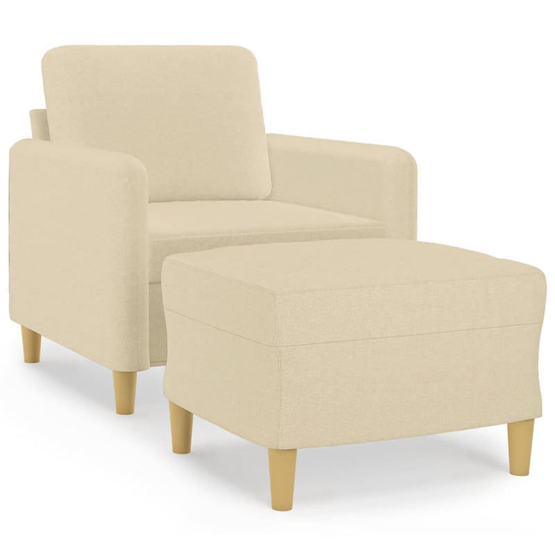 vidaXL krémszínű szövet kanapéfotel lábtartóval 60 cm
