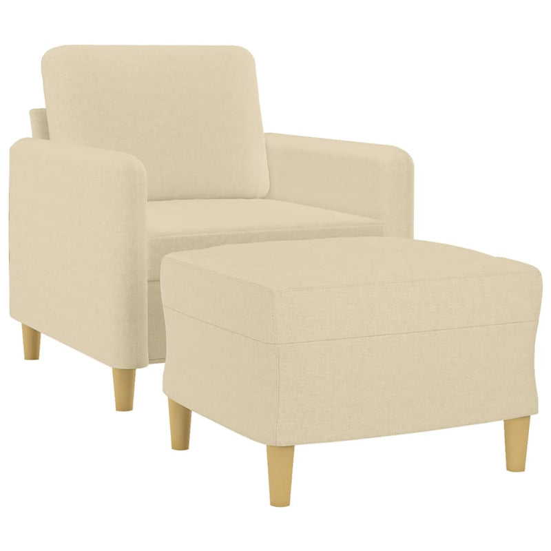 vidaXL krémszínű szövet kanapéfotel lábtartóval 60 cm