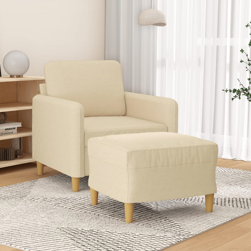 vidaXL krémszínű szövet kanapéfotel lábtartóval 60 cm