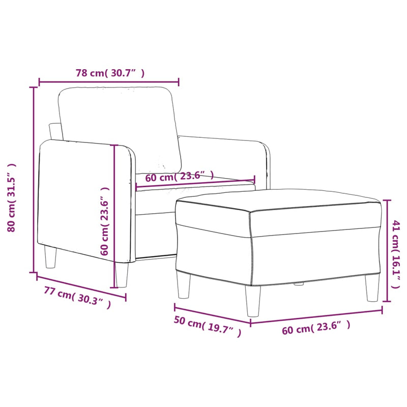 vidaXL világossárga szövet kanapéfotel lábtartóval 60 cm