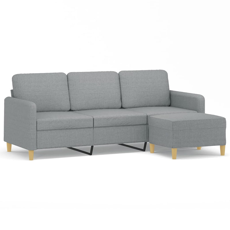 vidaXL 3 személyes világosszürke szövet kanapé lábtartóval 180 cm