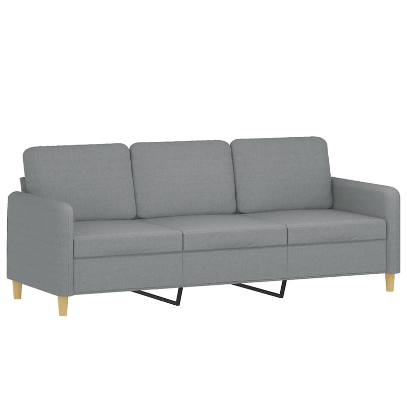 vidaXL 3 személyes világosszürke szövet kanapé lábtartóval 180 cm