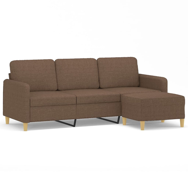 vidaXL 3 személyes barna szövet kanapé lábtartóval 180 cm