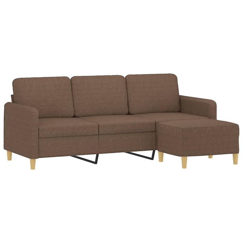 vidaXL 3 személyes barna szövet kanapé lábtartóval 180 cm