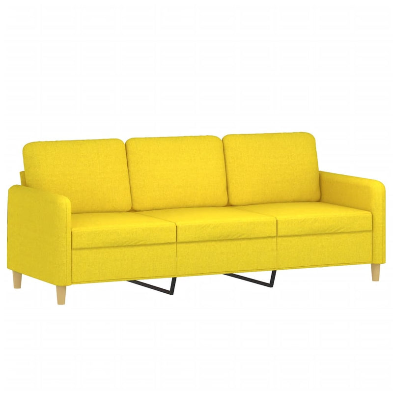 vidaXL 3 személyes világossárga szövet kanapé lábtartóval 180 cm