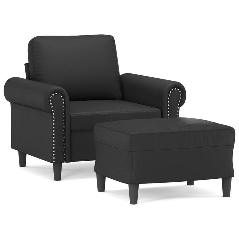 vidaXL fekete műbőr kanapéfotel lábtartóval 60 cm