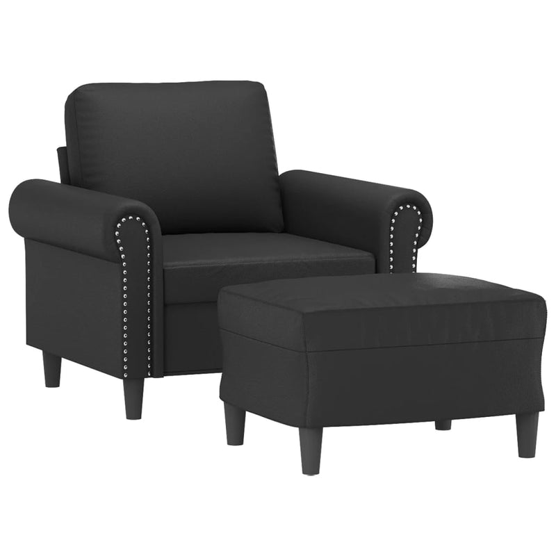 vidaXL fekete műbőr kanapéfotel lábtartóval 60 cm
