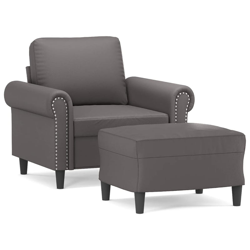 vidaXL szürke műbőr kanapéfotel lábtartóval 60 cm