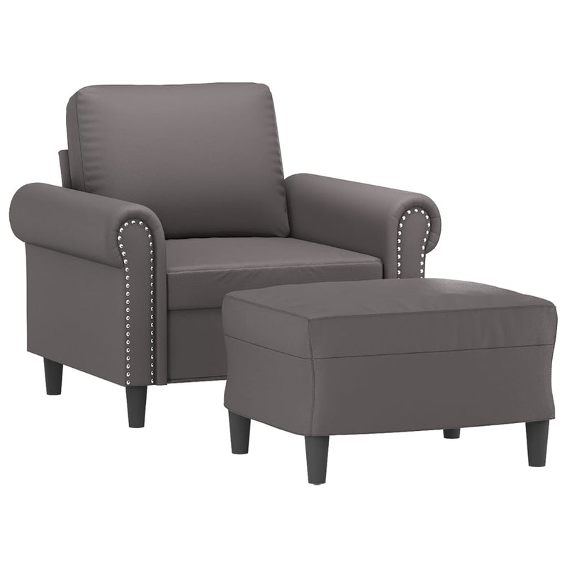 vidaXL szürke műbőr kanapéfotel lábtartóval 60 cm