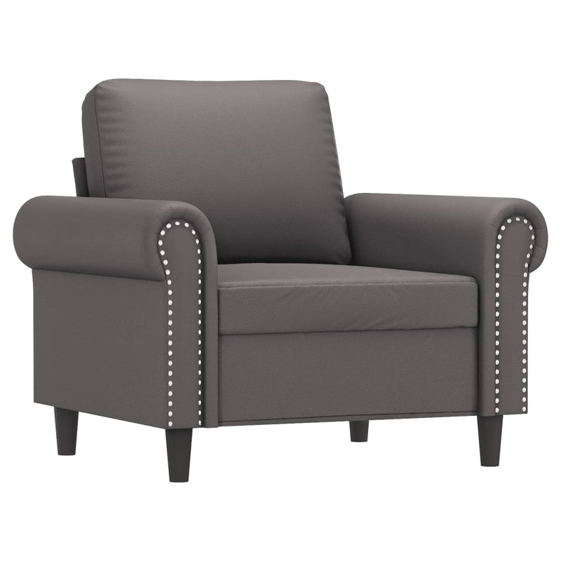 vidaXL szürke műbőr kanapéfotel lábtartóval 60 cm