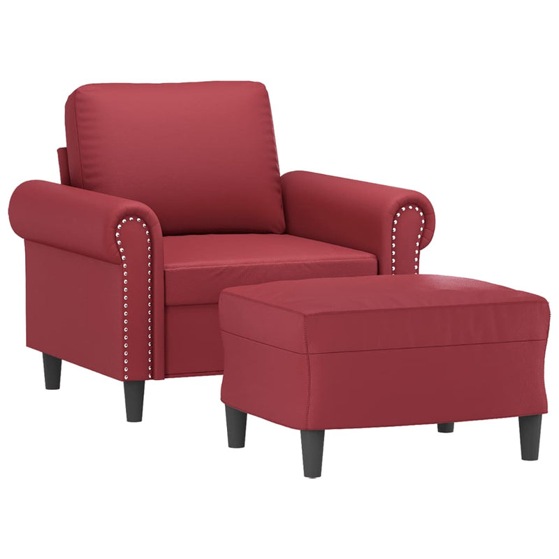 vidaXL bordó műbőr kanapéfotel lábtartóval 60 cm