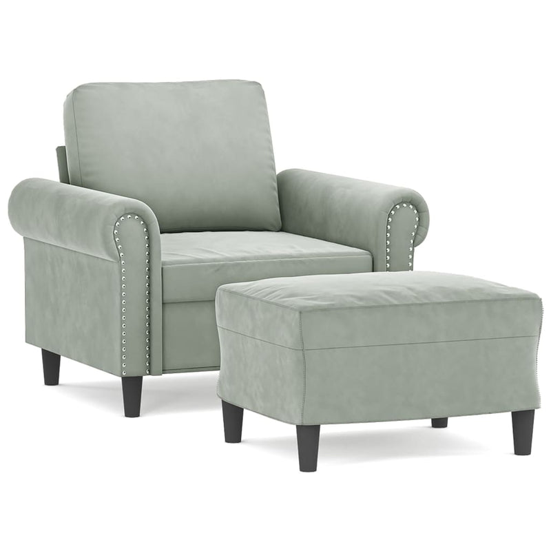 vidaXL világosszürke bársony kanapéfotel lábtartóval 60 cm